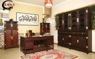 浙江绍兴书画院红木家具书桌书橱